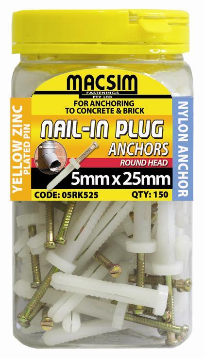 Nail-In Plug Round Head 5mm x 25mm - 150 Bottle Pack | 05RK525 main image