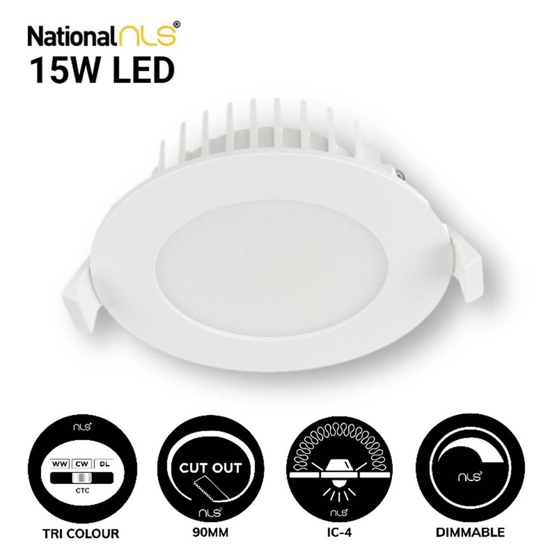 NLS 20096 15W Dimmable 3000K Warm White LED Downlight NATIONAL