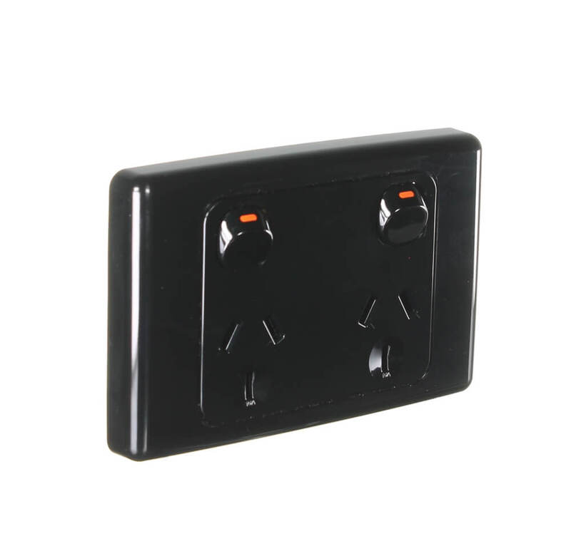 Clipsal by Schneider Electric CLIPSAL 2025BK Black 10 amp Double