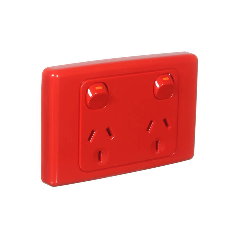 CLIPSAL 2025RD 10Amp RED Double Power Point GPO 2000 Series