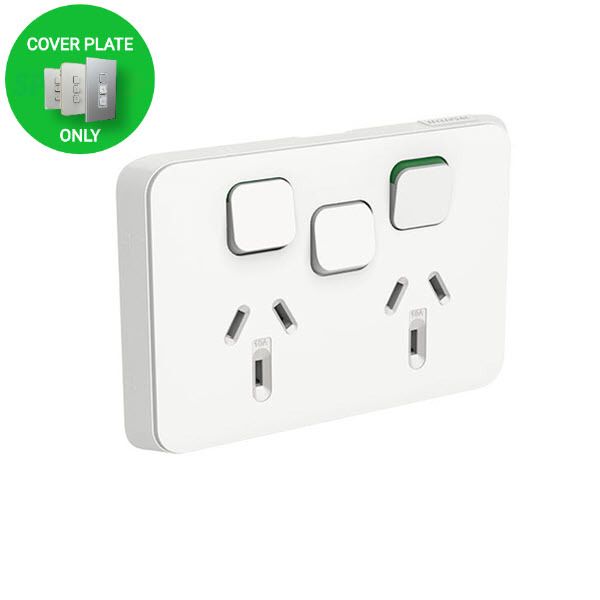 Clipsal Iconic 3025XCVW Double Power Point Extra Switch Skin White