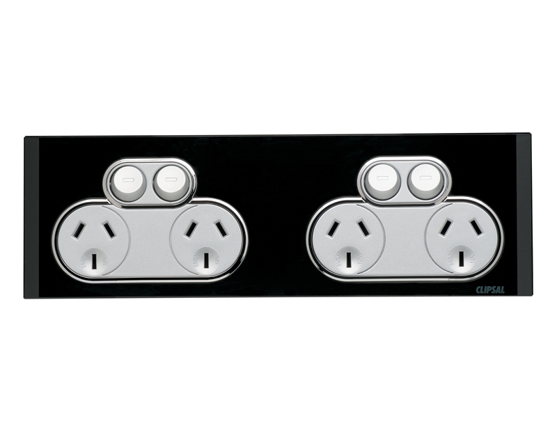 CLIPSAL SATURN 4025H2EB 4 Gang GPO 10Amp 250v (Espresso Black), 4025H2 Clipsal by Schneider