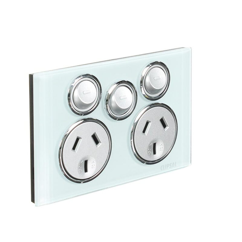 CLIPSAL SATURN 4025XA-OM | 10Amp Double Power Point | Removable Extra Switch | Ocean Mist main image