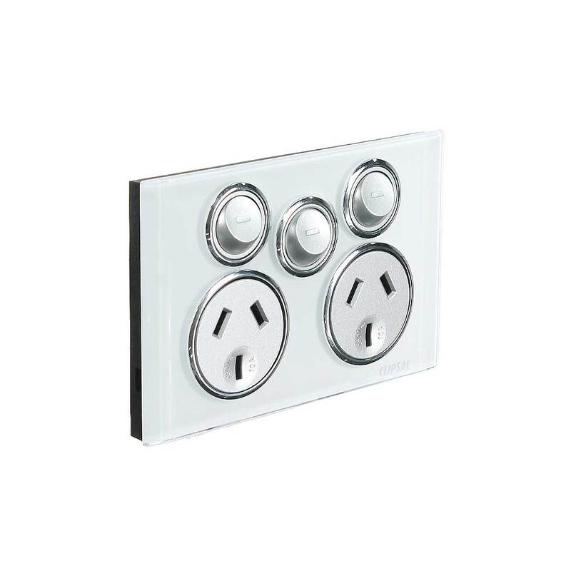 CLIPSAL SATURN 4025XA-PW | 10Amp Double Power Point | Removable Extra Switch | Pure White main image