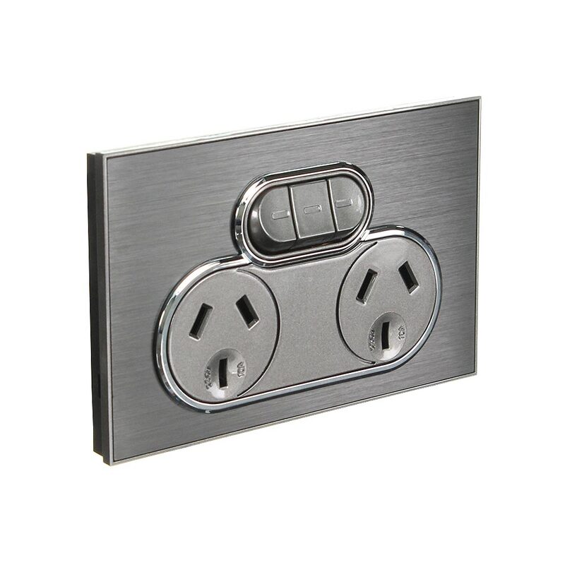 CLIPSAL SATURN Horizon Black 4025XHB Double GPO With Extra Switch