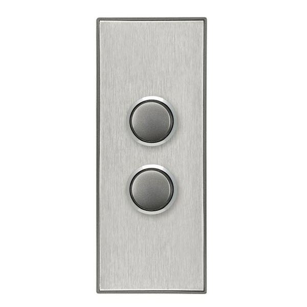 CLIPSAL SATURN 4062AL-HS | 2 Gang Pushbutton LED Architrave Switch | Horizon Silver main image