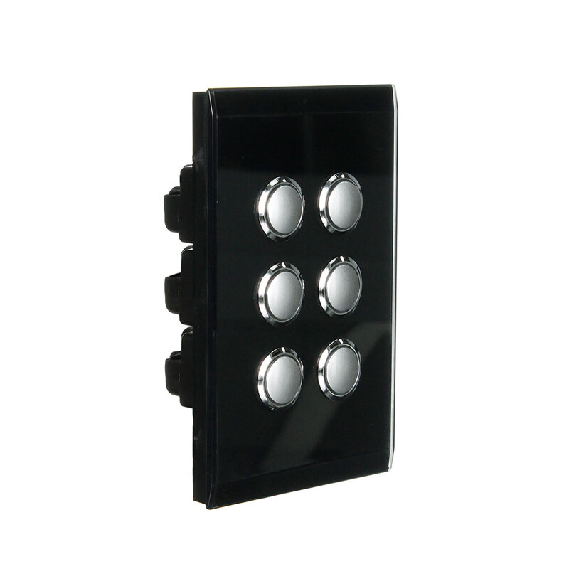 CLIPSAL SATURN 4066PBL-EB | 6 Gang Pushbutton LED Switch | Espresso Black main image
