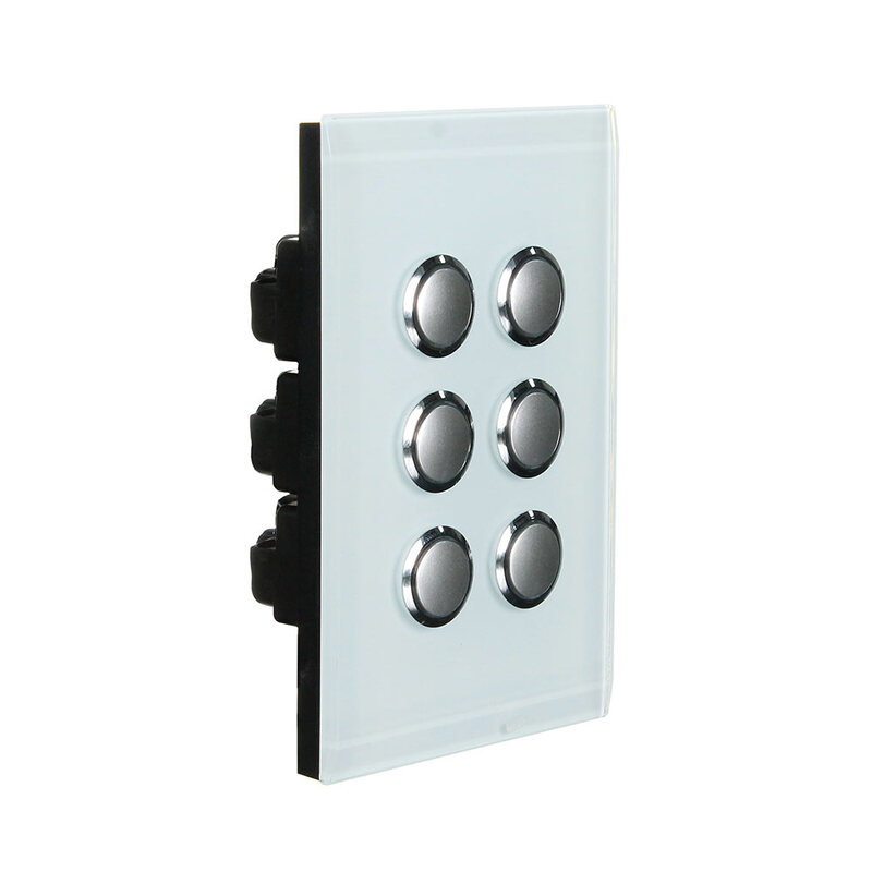 CLIPSAL SATURN 4066PBLOM 6 Gang Pushbutton LED Switch (Ocean Mist