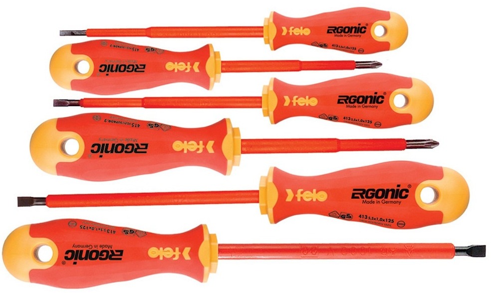 Felo 41396198 6 Piece 1000V Ergonic VDE Screwdriver Set
