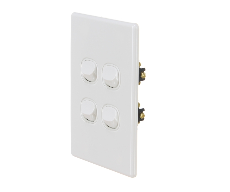 4C Slimline 4 Gang Wall switch 16Amp 250v | Elegant Range | White