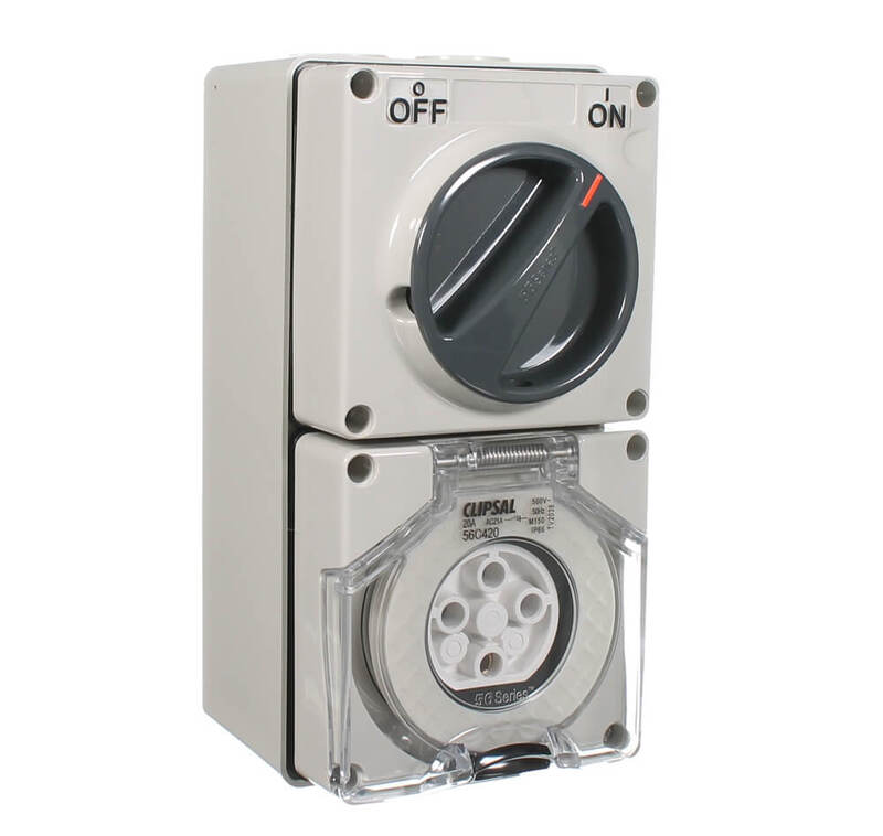 CLIPSAL 56C420-GY | 4 Pin 20Amp Switched Socket Outlet | 56 Series main image