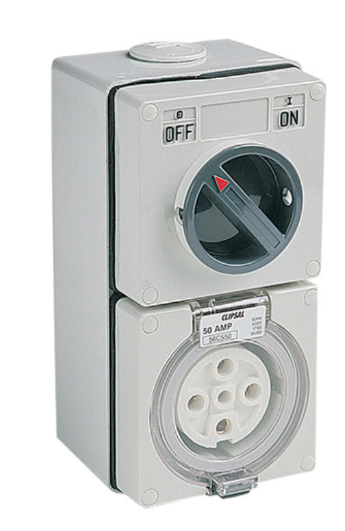 CLIPSAL 56C550 | 5 Pin 50Amp Combination Switched Socket | 56 Series main image