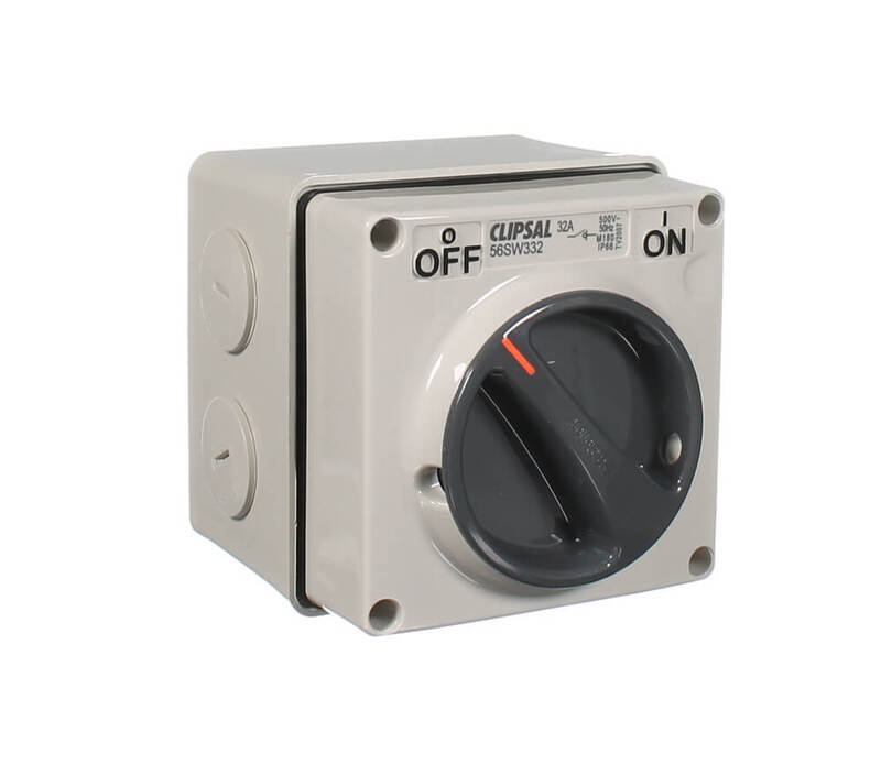 Clipsal 56SERIES SURFACE ROTATING SWITCH 2Pole 500V Grey*Aust Brand