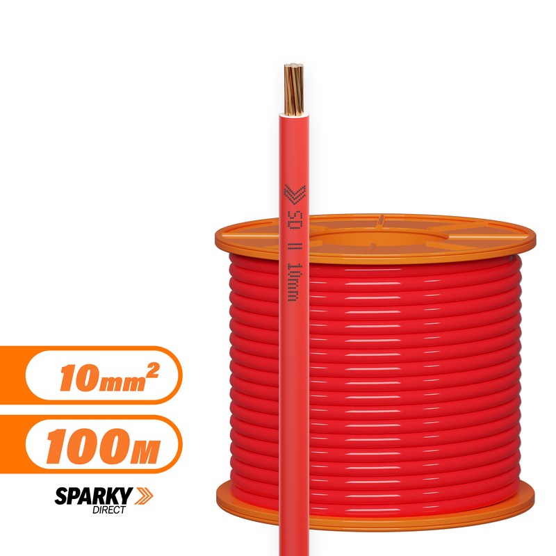 10mm Red Building Wire Cable | Pvc 100mtrs - Electra-Cables