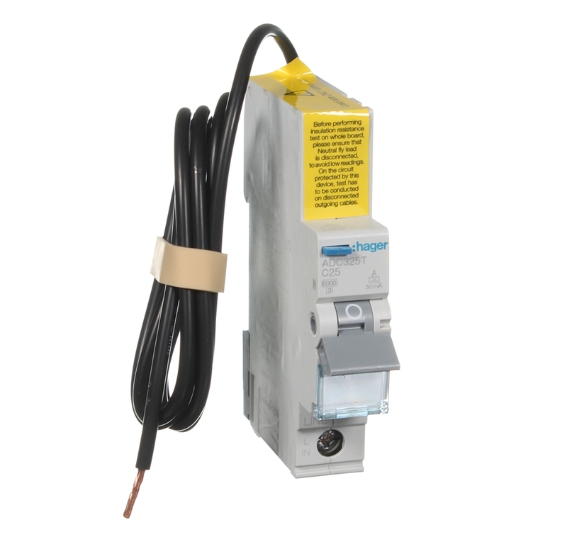HAGER ADC325T RCBO 25Amp 1P&N 6kA C Curve 30mA Type A
