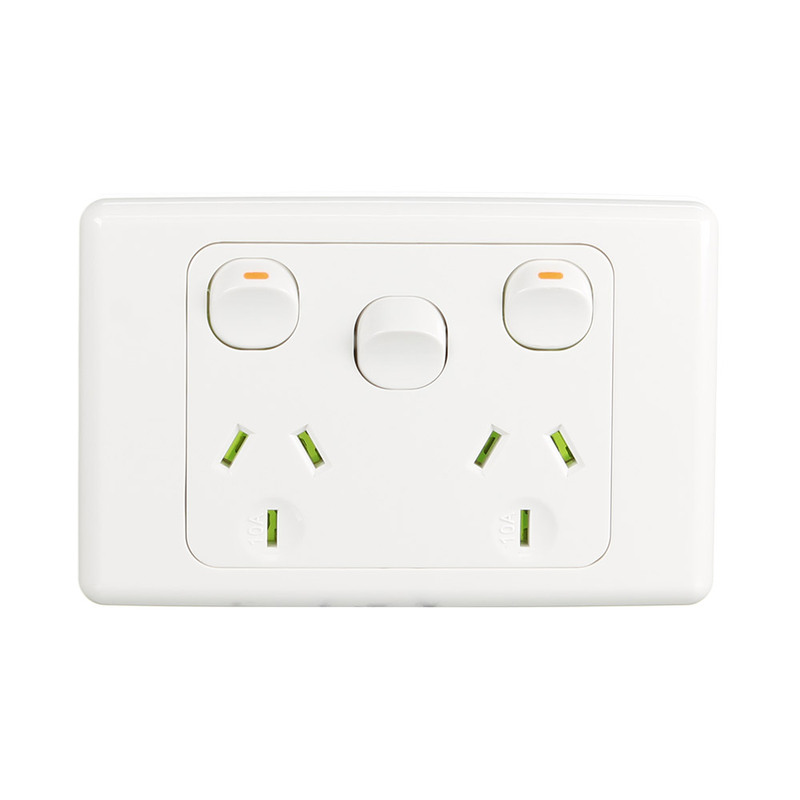 Trader Cougar COPPSW2G | 2 Gang 10A Power Point With Extra Switch 16A | White main image