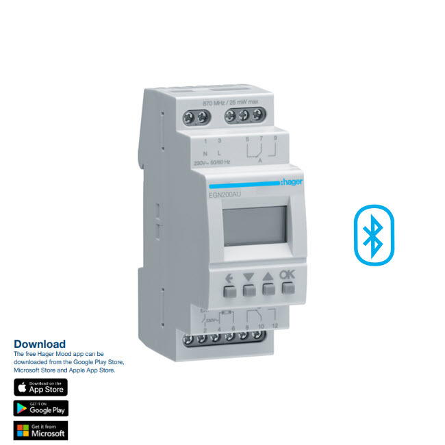 Hager EGN200AU Multifunction Time switch 2 channels Bluetooth