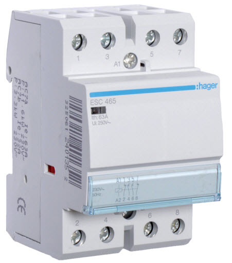 Hager ESC465 | 63Amp 4 Pole Contactor 240V | 2NO+2NC main image