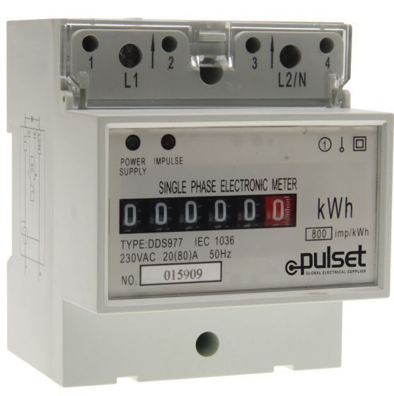 Pulset KWH/1 | Single Phase 80amp KW Hour Meter main image