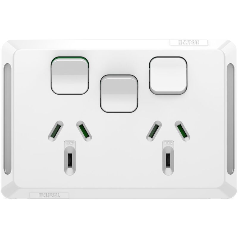 Clipsal Pro Series P3025XAXW Double Power Point Extra 20A Switch