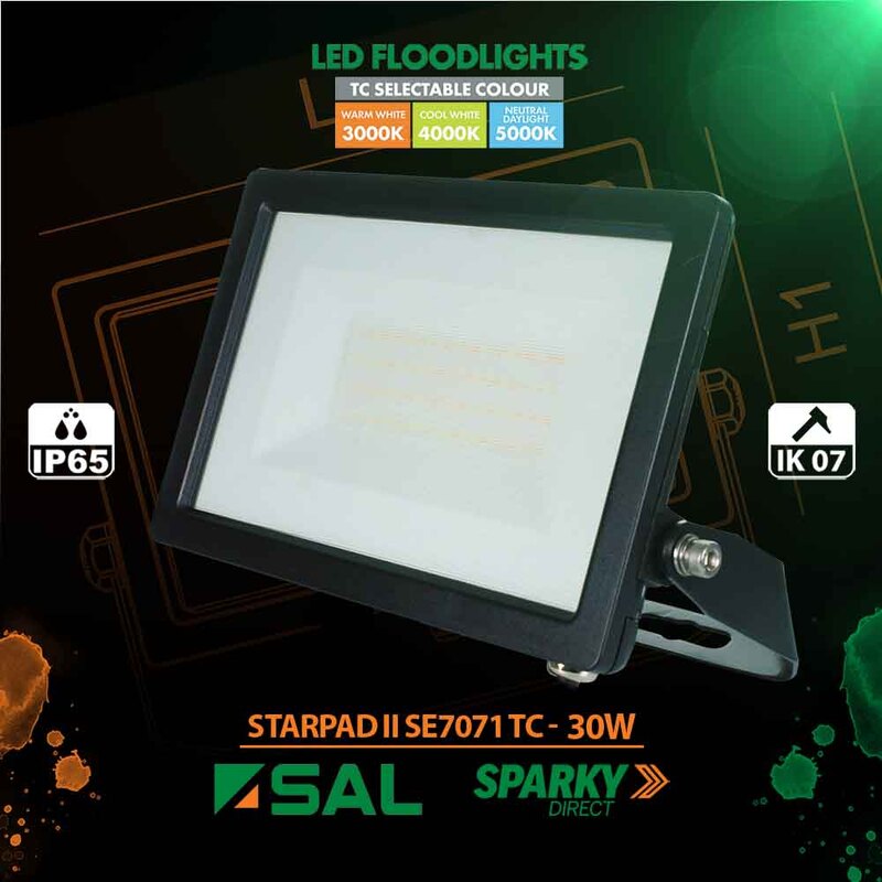 SAL SE7071 30TC2BK 30W LED Starpad II Floodlight Black IP65