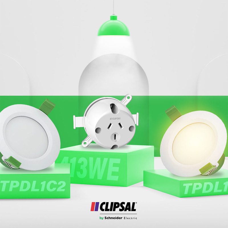 Clipsal 16 x TriColour Dimmable LED D/light + 16 x 413WE Surface Socket