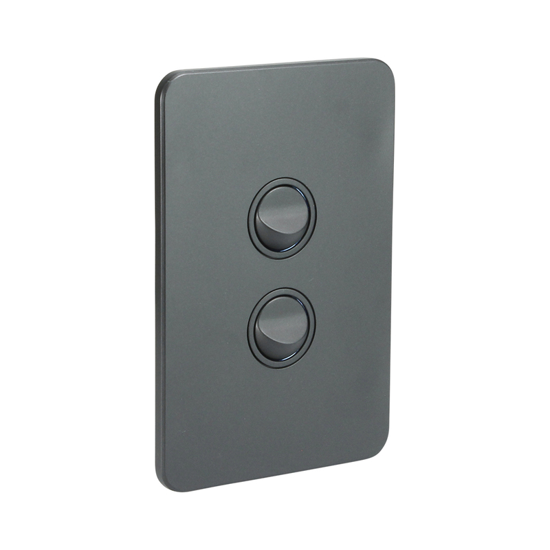 Hager Silhouette WBSSV2MB Two Gang Switch 10Amp 250v Slimline Matt