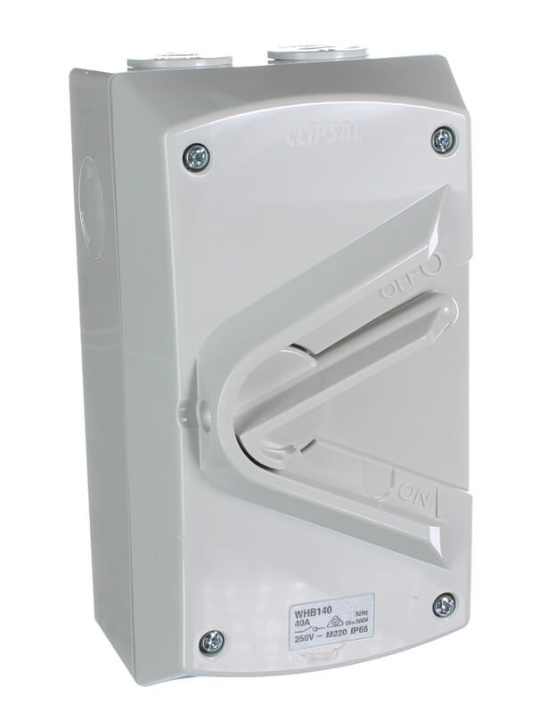 Clipsal WHB140RG Weatherproof Isolator 1 Pole 40 amp IP66 Clipsal