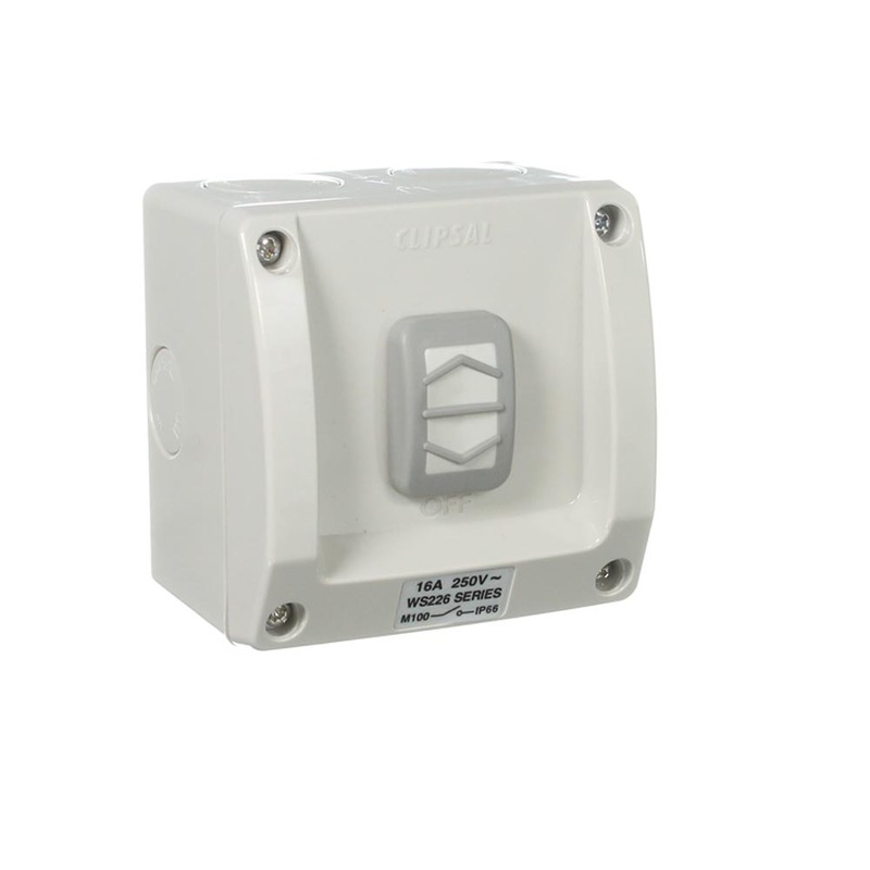 Clipsal WS226D Single Weatherproof Double Pole Switch 16A 250v (IP56
