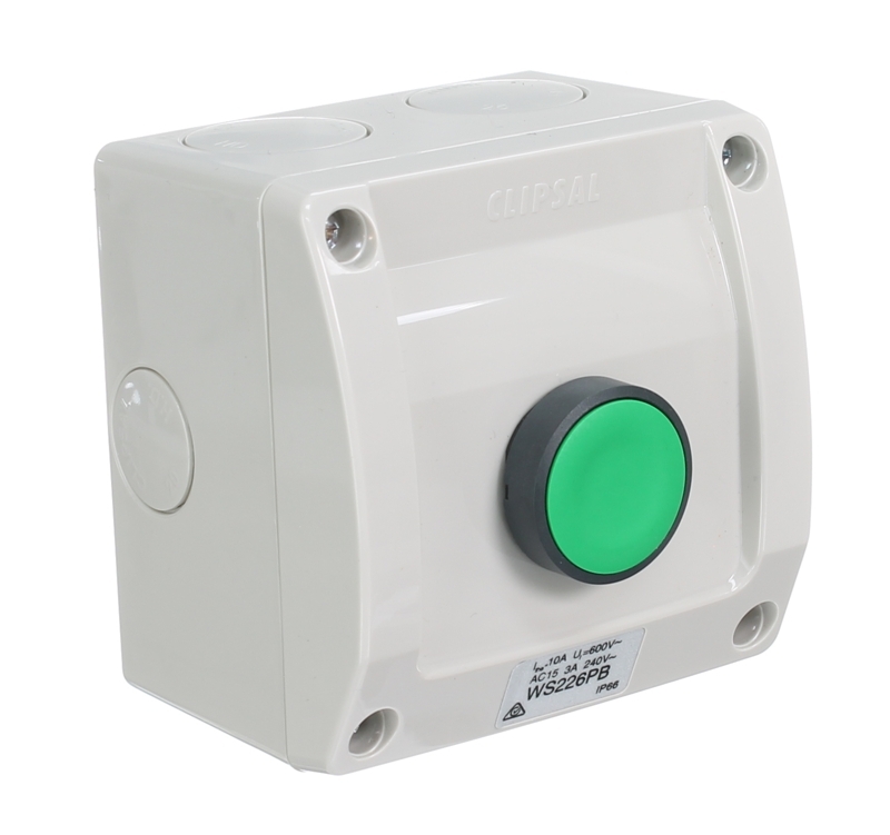 Clipsal WS226PBRG Push Button Switch, 1 Gang, Green Button