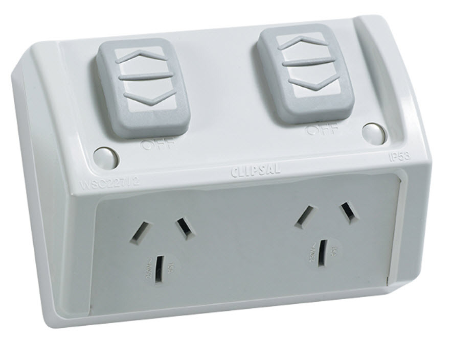 Clipsal WSCF227/2 | Flush Weatherproof Double Power Point 10amp Resistant Grey main image
