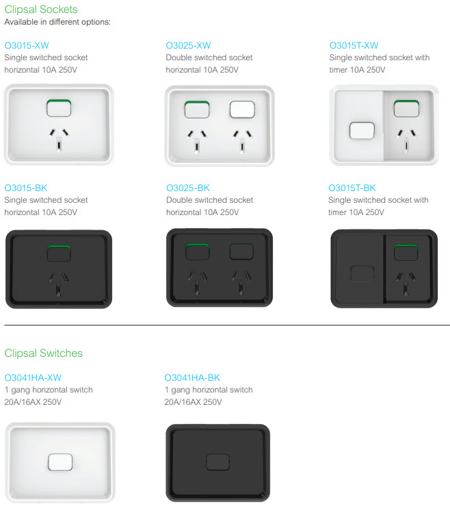 Clipsal Iconic outdoor Switches and sockets
