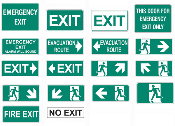 Examples of Exit Signs