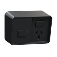 CLIPSAL Iconic O3015T-BK | Single Weatherproof Power Point 10amp with Timer | Black | IP54