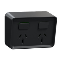 CLIPSAL Iconic O3025-BK | Double Weatherproof Power Point 10amp | Black | IP54