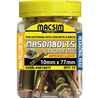 Macsim Fastners Dynabolt 10mm x 77mm (15 Jar) 04K10077