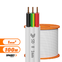 Cable Flat 1.0mm Twin & Earth Pvc / Pvc 100mtrs | 1.0mm T/E
