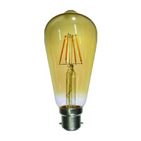 NLS 10107 | Led Lamp 6W BC ST58 Amber Glass Warm White 600lm