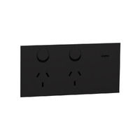 Clipsal 1025-ZB | Solis Horizontal Mount Double GPO | Matte Black Power Point