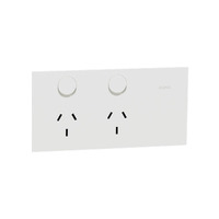 Clipsal 1025-ZW | Solis Horizontal Mount Double GPO | Matte White Power Point