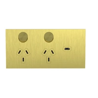 Clipsal 1025USBC-BB | Solis T Series Horizontal Double GPO With USB C | Brushed Brass Power Point