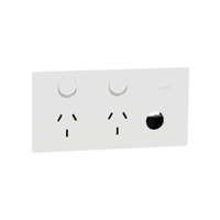 Clipsal 1025XUA-ZW | Solis Horizontal Double GPO With Extra Switch (NO MECH) | Matte White Power Point