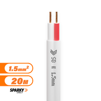1.5mm Twin Flat Red & White Cable 20mtr Cut | 7-050-2RW-20mtrs