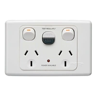 Clipsal 2025RC | RCD Protected Double Power Point GPO 10Amp 30mA White | 2000 Series