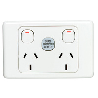 CLIPSAL 2025SF | Surge Protected 10A Double GPO | 2000 Series