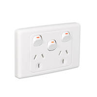 Clipsal 2025XA-WE | 10Amp Double Power Point With Extra Switch White | 2000 Series