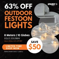 EGLO 205396N | 8M Festoon LED String Light Kit Warm White | 10 Globes