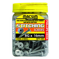 MACSIM 21BKG13 | Drywall Button head Galvanised Screws 8G x 13mm | 200 Bottle