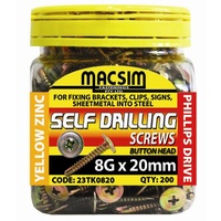 Self Drilling Button Head Screws 8G-18 x 20mm | 200 Bottle Pack | 23TK0820