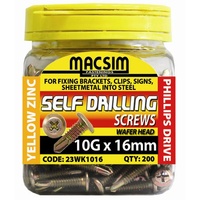 Self Drilling Wafer Head Screws 10G-24 x 16mm | 200 Bottle Pack | 23WK1016